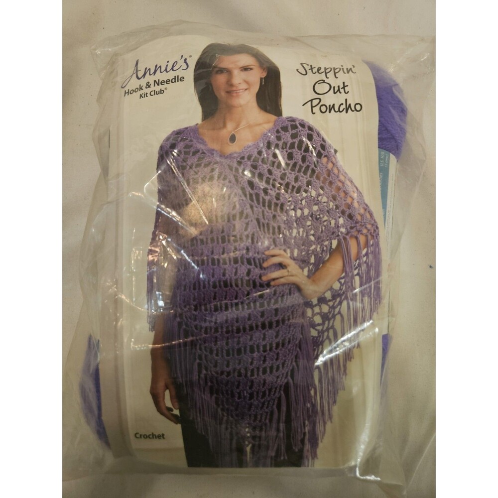 Annie Hook Needle Steppin Out Poncho Crochet Kit HNK015 Purple Yarn